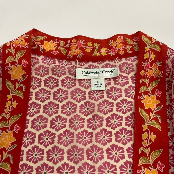 Coldwater Creek Red and Pink Floral Kimono Jacket - Picture 6 of 6